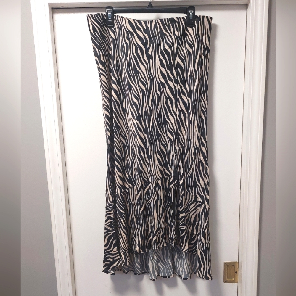 MAEVE ANTHROPOLOGIE Janelle Bias Zebra Print Midi Skirt - Picture 3 of 13
